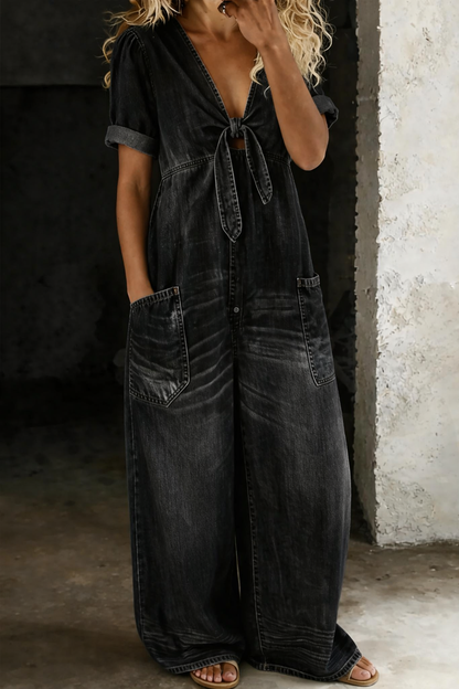 Maya Denim Jumpsuit | V Neck, Comfortable Fit for Women 2