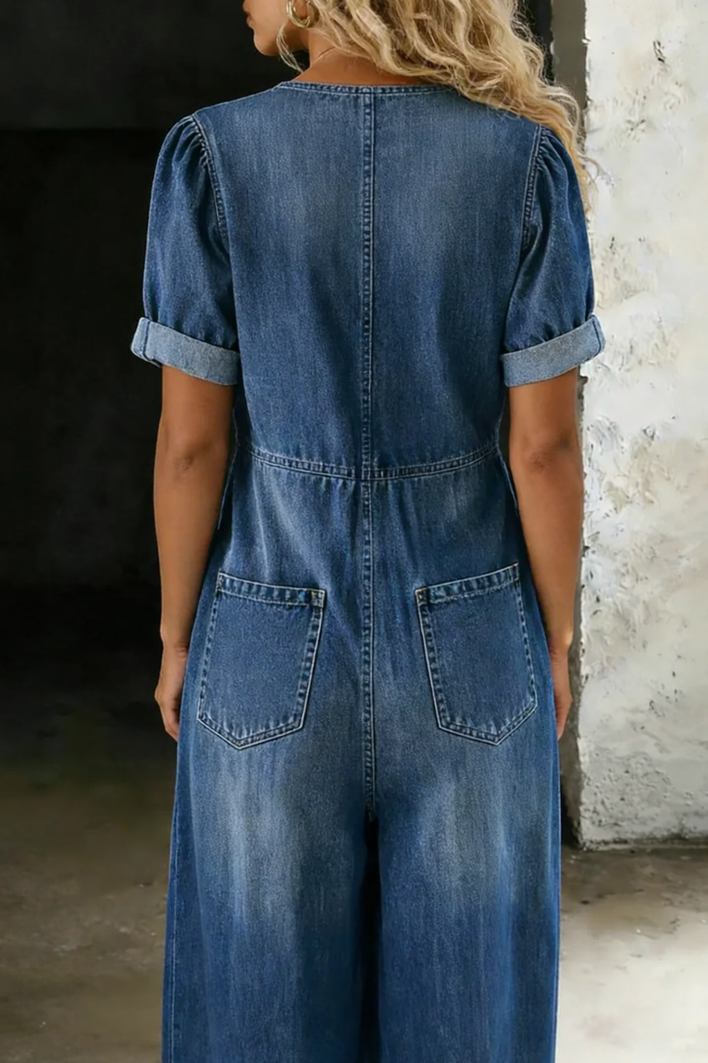 Maya Denim Jumpsuit | V Neck, Comfortable Fit for Women 5