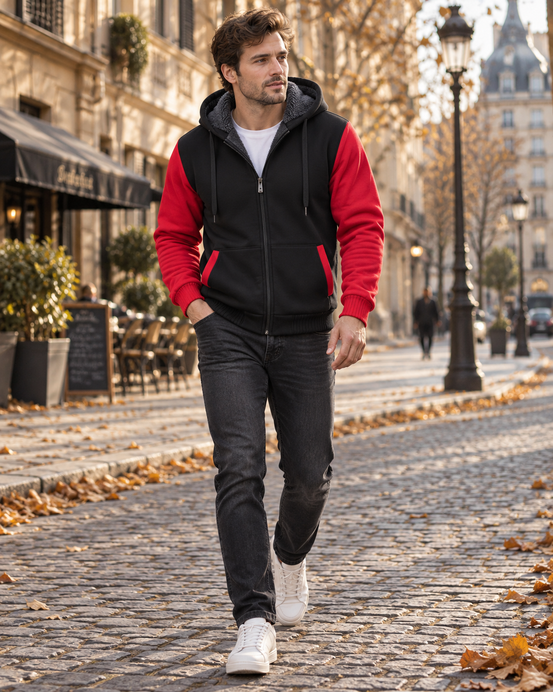 Spencer Men’s Fleece Lined Hoodie – Color Block Full Zip Long Sleeve Hooded Sweatshirt