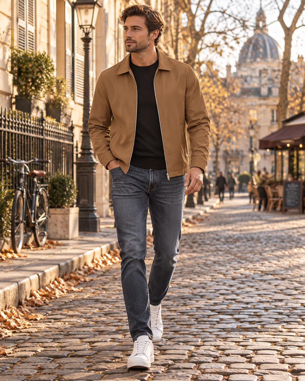 Chaqueta ligera para hombre Lachlan - Abrigo cortavientos, resistente al agua, con cremallera completa y 3 bolsillos