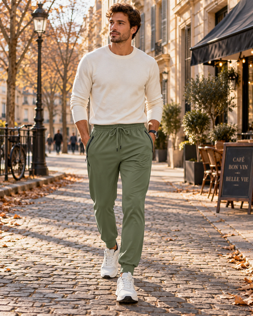 Pantalones jogger para hombre Bennett – Pantalones deportivos cónicos elásticos de secado rápido con bolsillos con cremallera