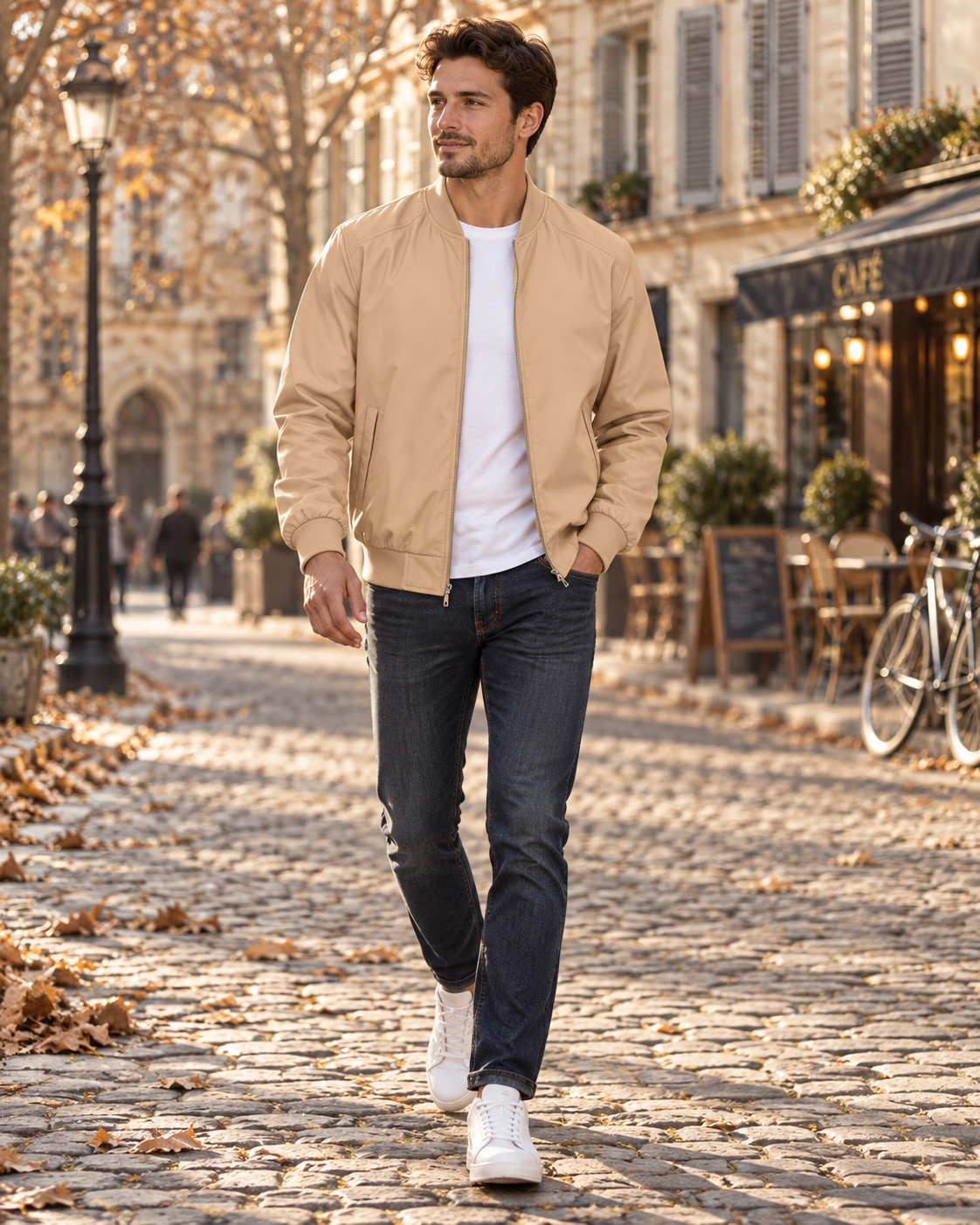 Giacca bomber da uomo Colton – Cappotto casual leggero con cerniera integrale, bordi a coste e 3 tasche