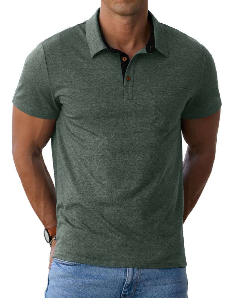 James Men's Cotton Polo Shirt – Short Sleeve Polo with Chest Pocket for Smart Casual Wear