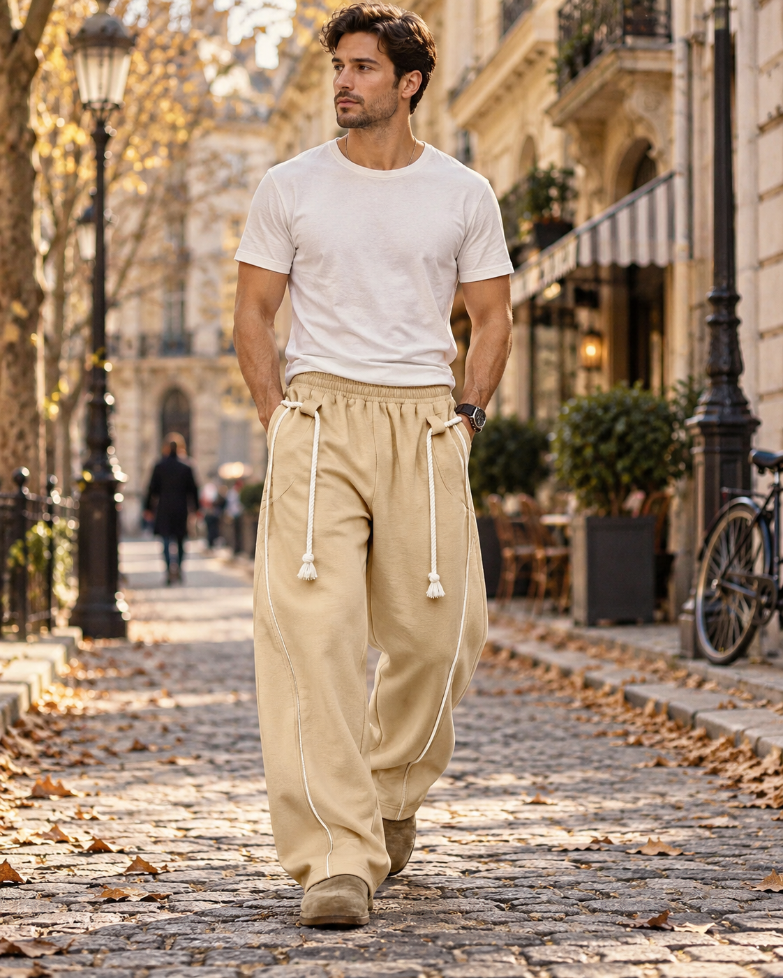 Maddox Men’s Barrel Pants – Oversized Wide Leg Elastic Waist Streetwear Trousers