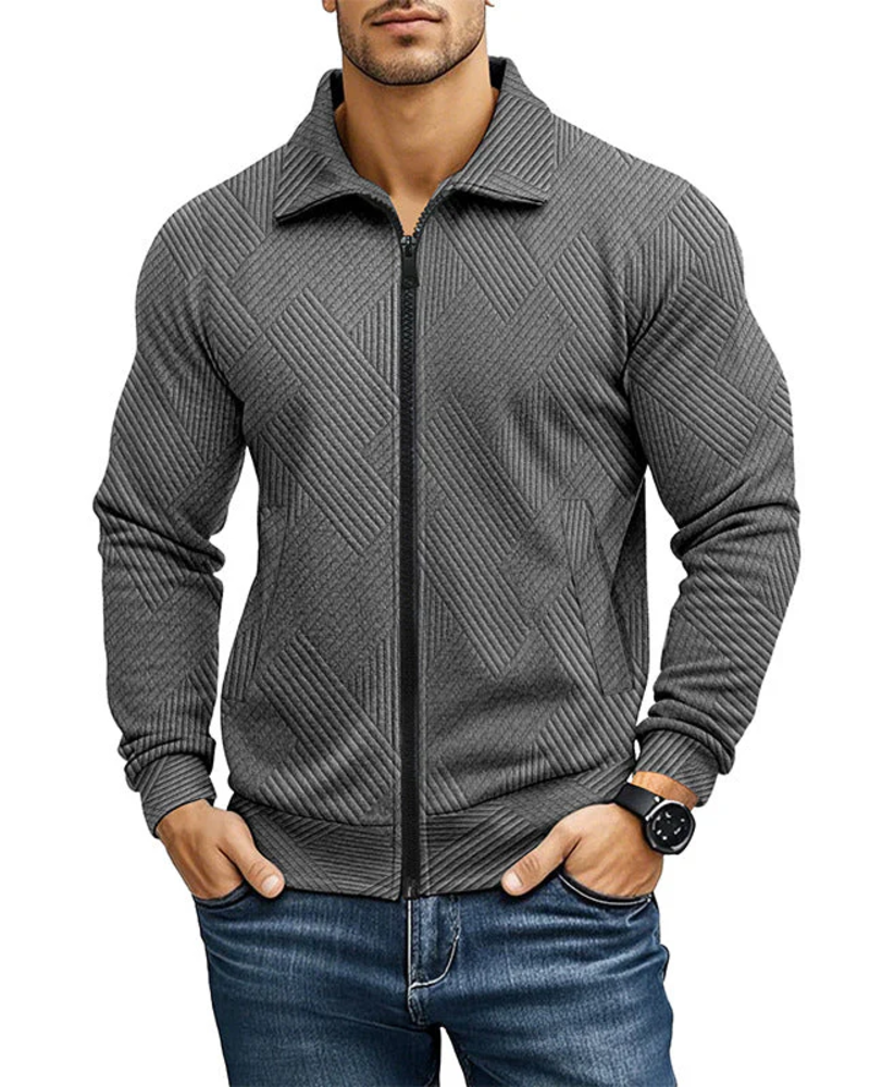 Daniel Men's Ribbed Zip Cardigan – Regular Fit Textured Sweater Vest for Casual Style
