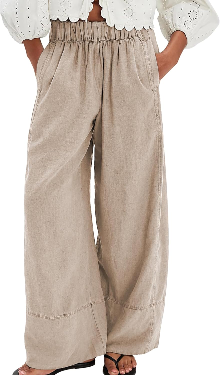Mila Palazzo Pants | Breathable Cotton-Linen Blend, Wide Leg Trousers 2