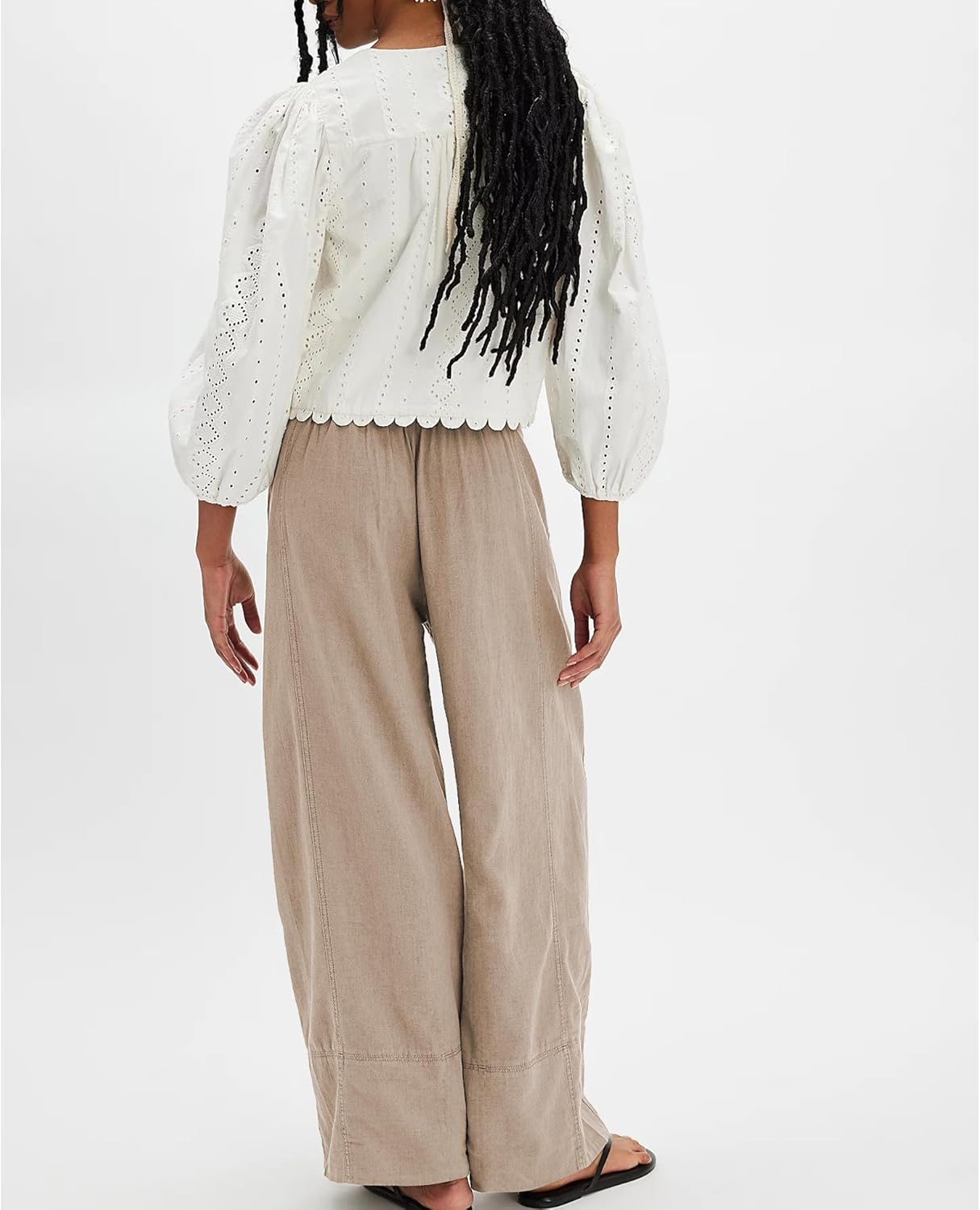 Mila Palazzo Pants | Breathable Cotton-Linen Blend, Wide Leg Trousers 5