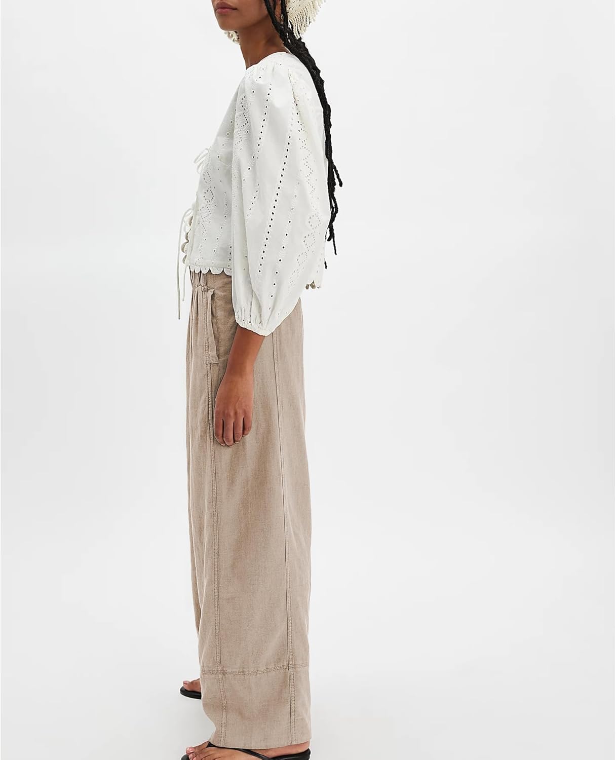 Mila Palazzo Pants | Breathable Cotton-Linen Blend, Wide Leg Trousers 6