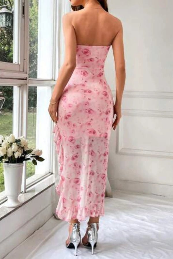 Mira Floral Dress | Breathable Mesh, Asymmetrical Ruffle, Bodycon Fit, Summer Dress for Women 4
