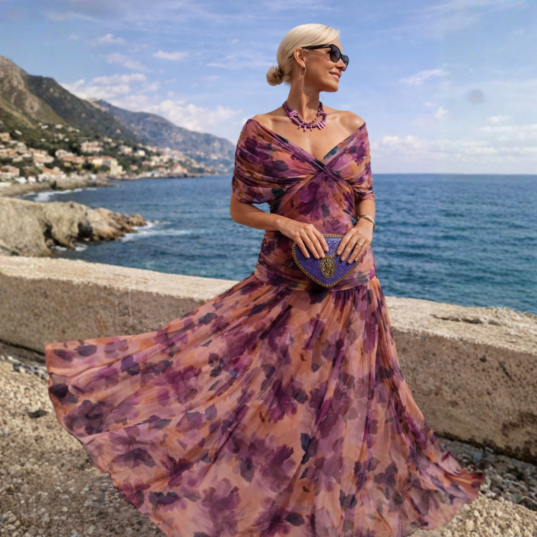 Mira Maxi Dress | Off-Shoulder Chiffon Long Dress for Women 3