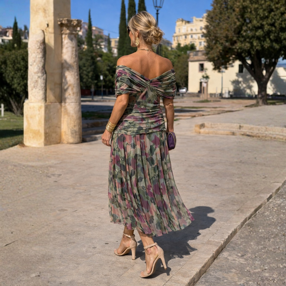 Mira Maxi Dress | Off-Shoulder Chiffon Long Dress for Women 7