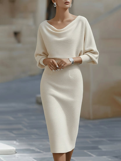 Mira Midi Dress | Cowl Neck, Batwing Sleeves, Formal Wedding Guest Dress 1