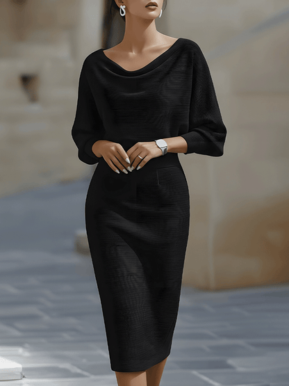 Mira Midi Dress | Cowl Neck, Batwing Sleeves, Formal Wedding Guest Dress 2