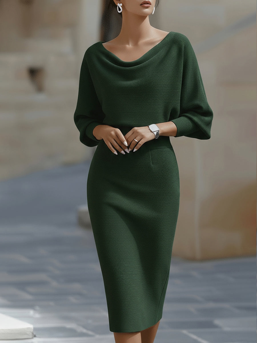 Mira Midi Dress | Cowl Neck, Batwing Sleeves, Formal Wedding Guest Dress 3