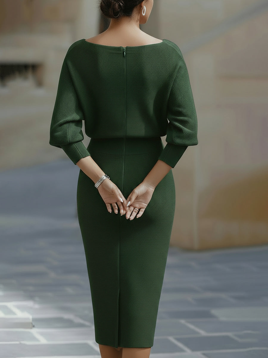 Mira Midi Dress | Cowl Neck, Batwing Sleeves, Formal Wedding Guest Dress 4