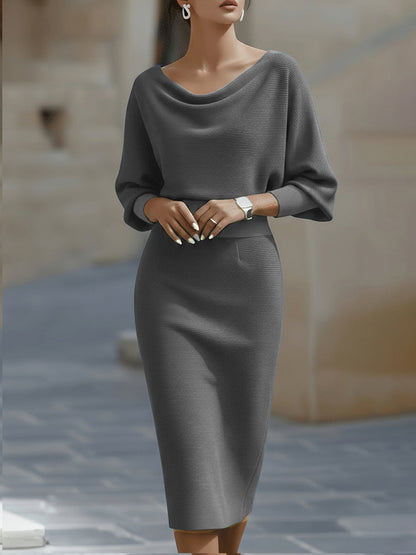 Mira Midi Dress | Cowl Neck, Batwing Sleeves, Formal Wedding Guest Dress 7