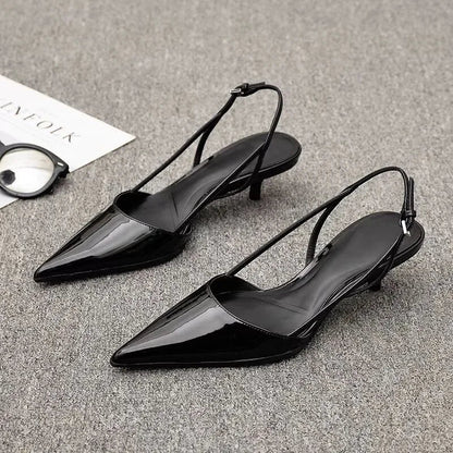 Mira Slingback Heels | Elegant Low Block Design, Pointed Toe, Women's Nude Heels 0