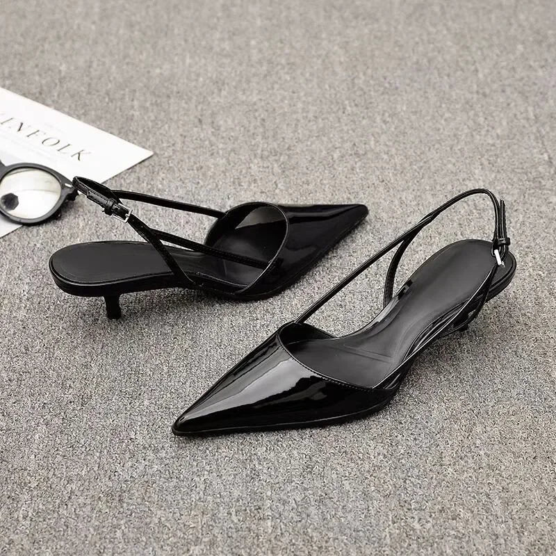 Mira Slingback Heels | Elegant Low Block Design, Pointed Toe, Women's Nude Heels 3