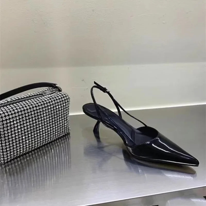 Mira Slingback Heels | Elegant Low Block Design, Pointed Toe, Women's Nude Heels 4