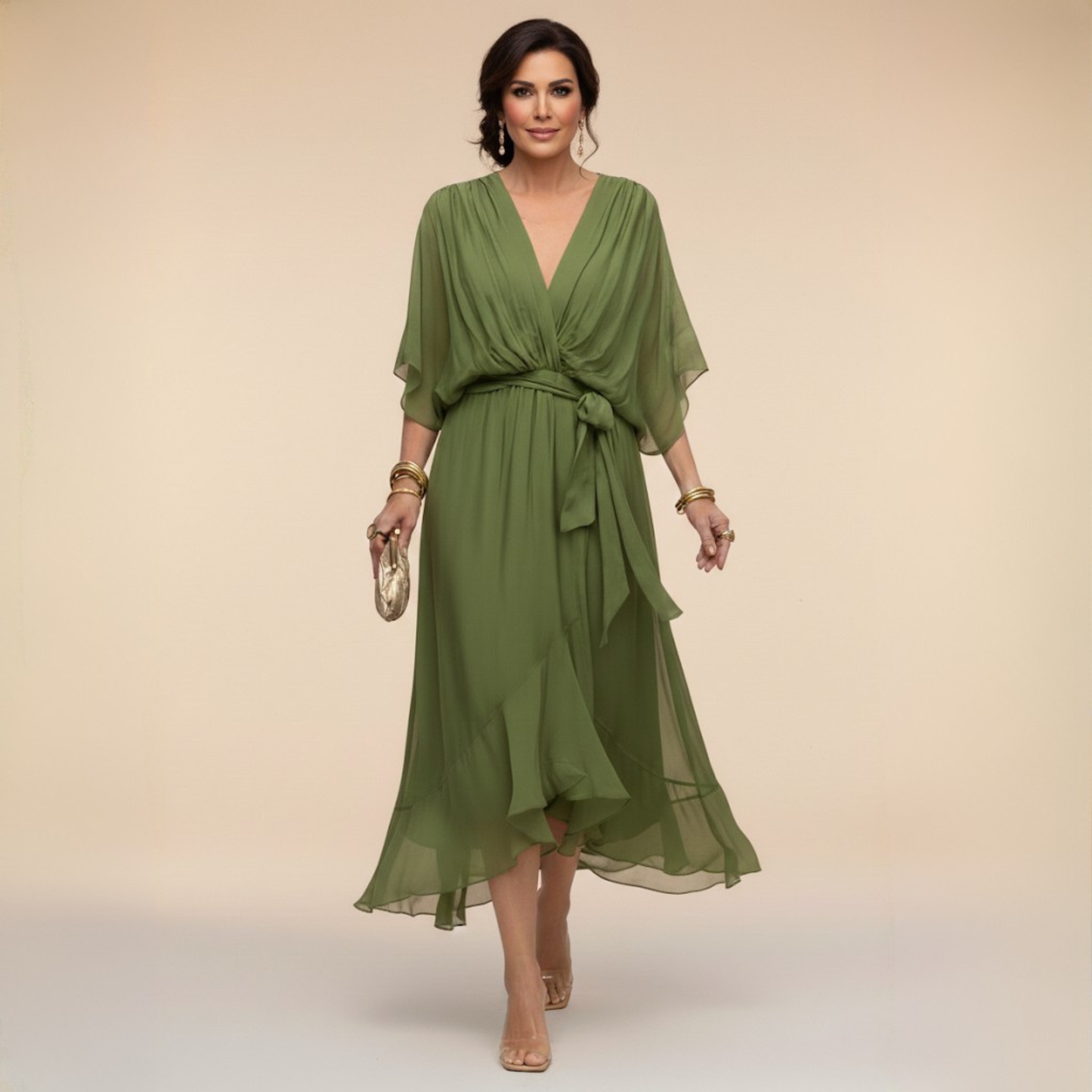 Moni V-Neck Dress | Lightweight Summer Cocktail Dress for Wedding Guests 0