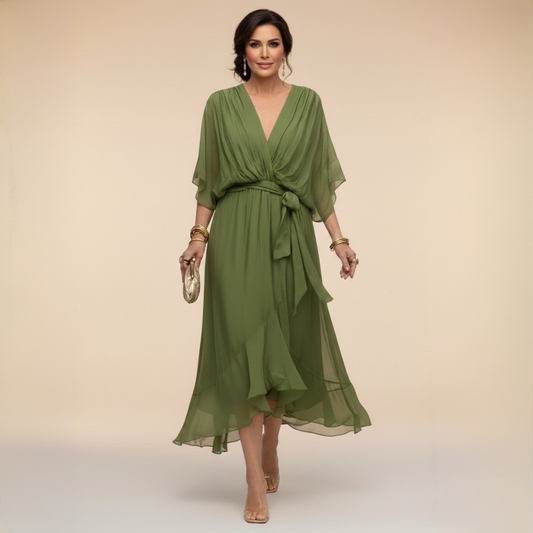Moni V-Neck Dress | Lightweight Summer Cocktail Dress for Wedding Guests 0