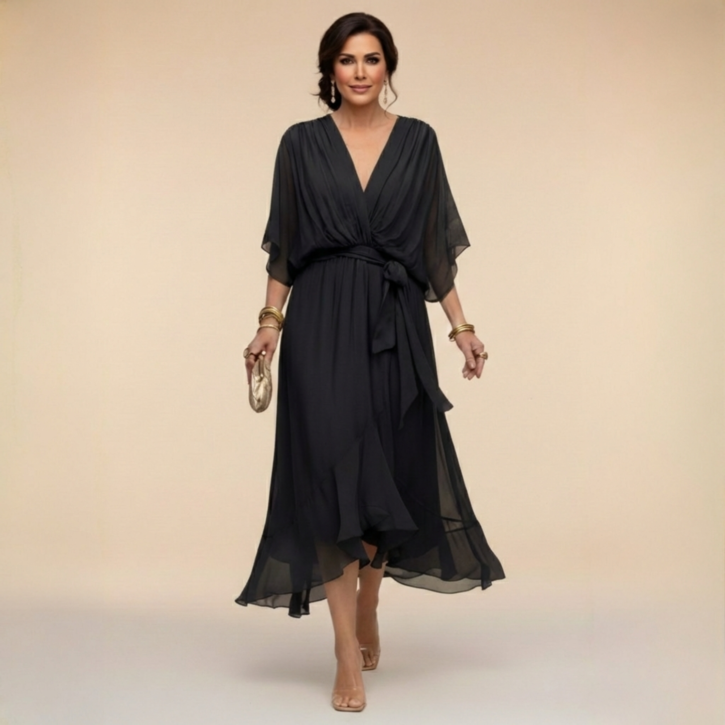 Moni V-Neck Dress | Lightweight Summer Cocktail Dress for Wedding Guests 1