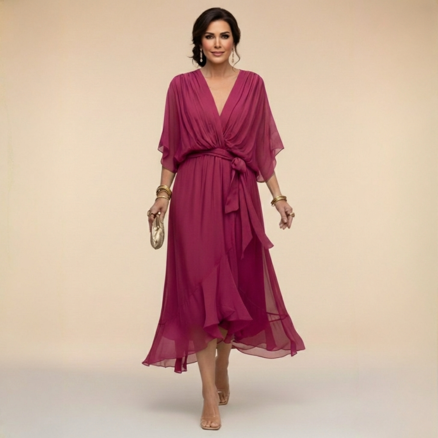 Moni V-Neck Dress | Lightweight Summer Cocktail Dress for Wedding Guests 3