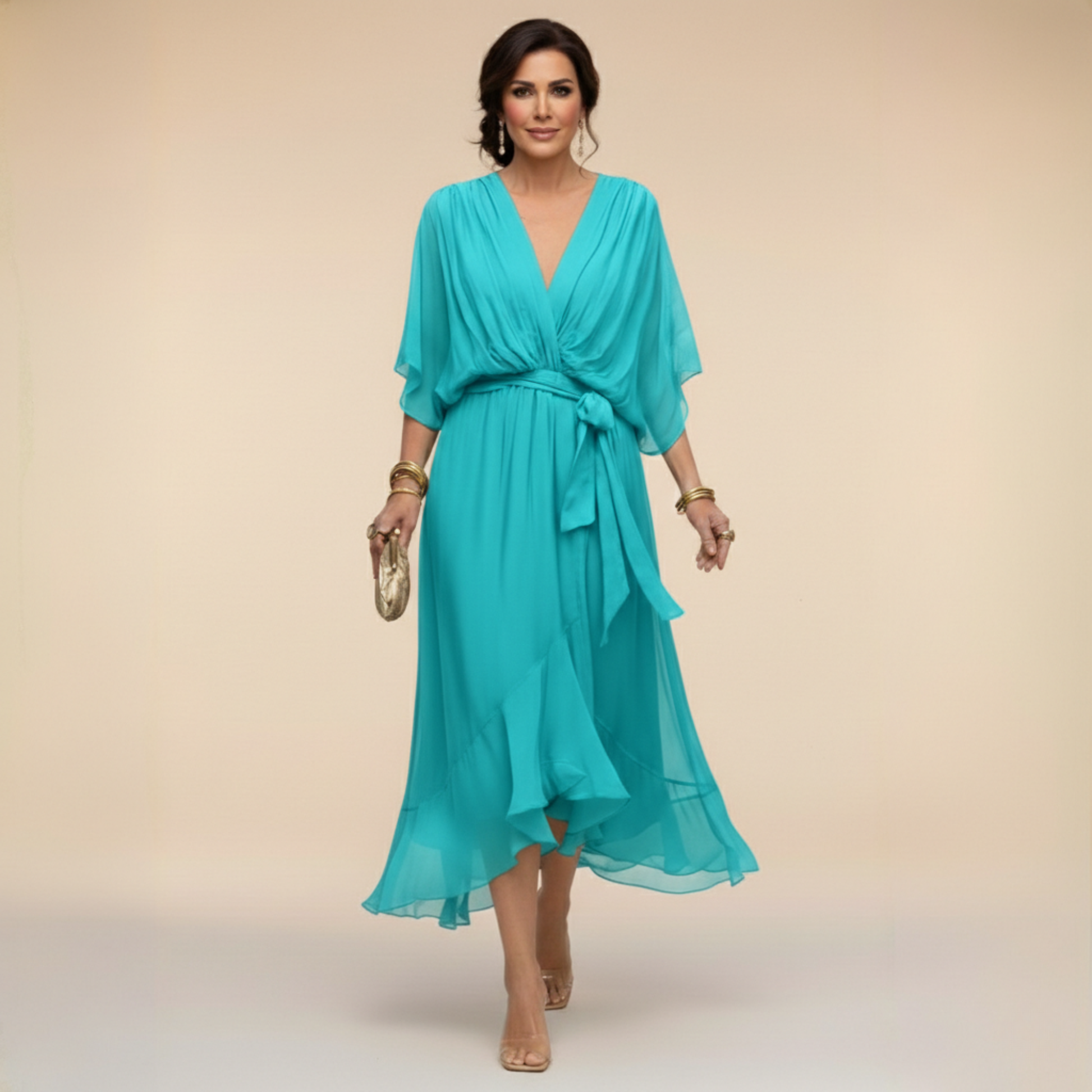 Moni V-Neck Dress | Lightweight Summer Cocktail Dress for Wedding Guests 4