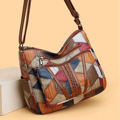Mosaica Handbag | Patchwork Leather Design with Multiple Compartments 2