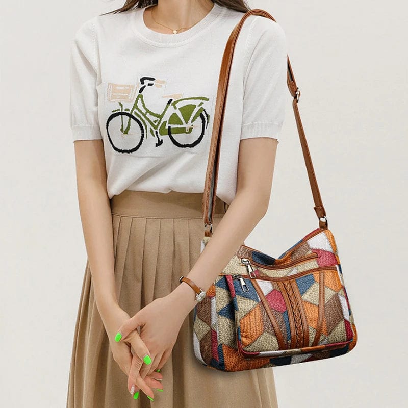 Mosaica Handbag | Patchwork Leather Design with Multiple Compartments 6