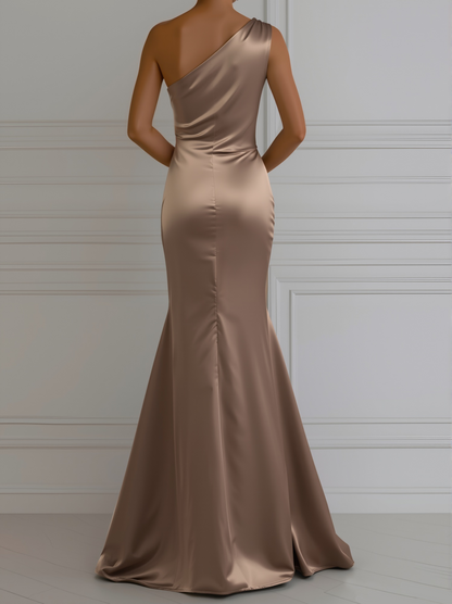 Moya One-Shoulder Gown | Premium Satin Formal Dress for Wedding Guests 1