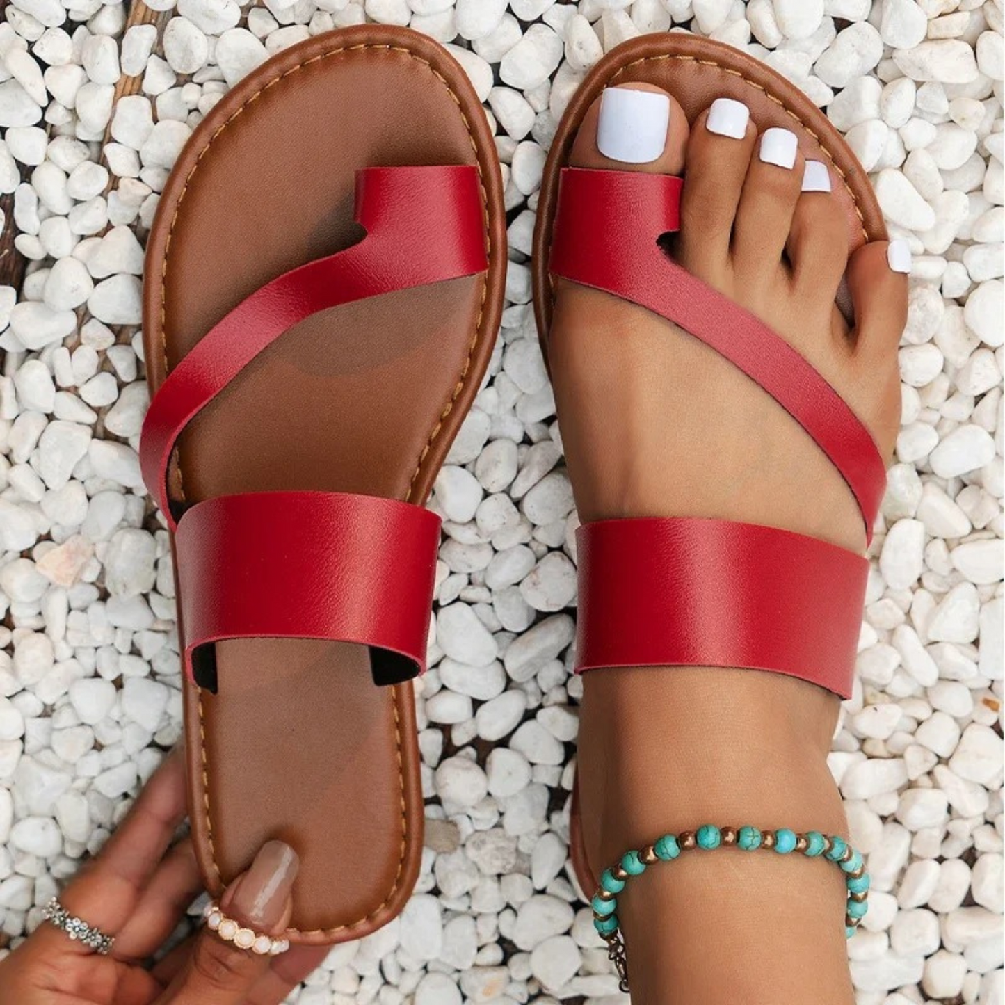 Naya Bohemian Sandals | Vibrant Red, Comfortable Design for Women 1