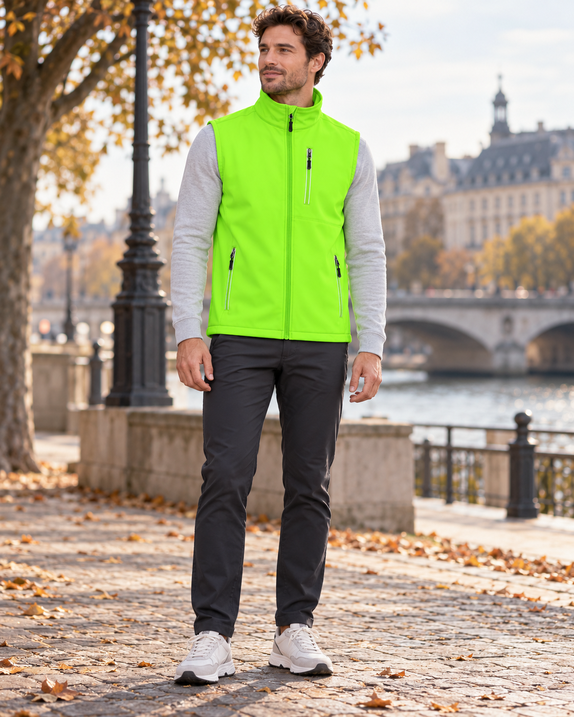 Tristan Men's Lightweight Softshell Vest with Windproof Fabric and Six Storage Pockets