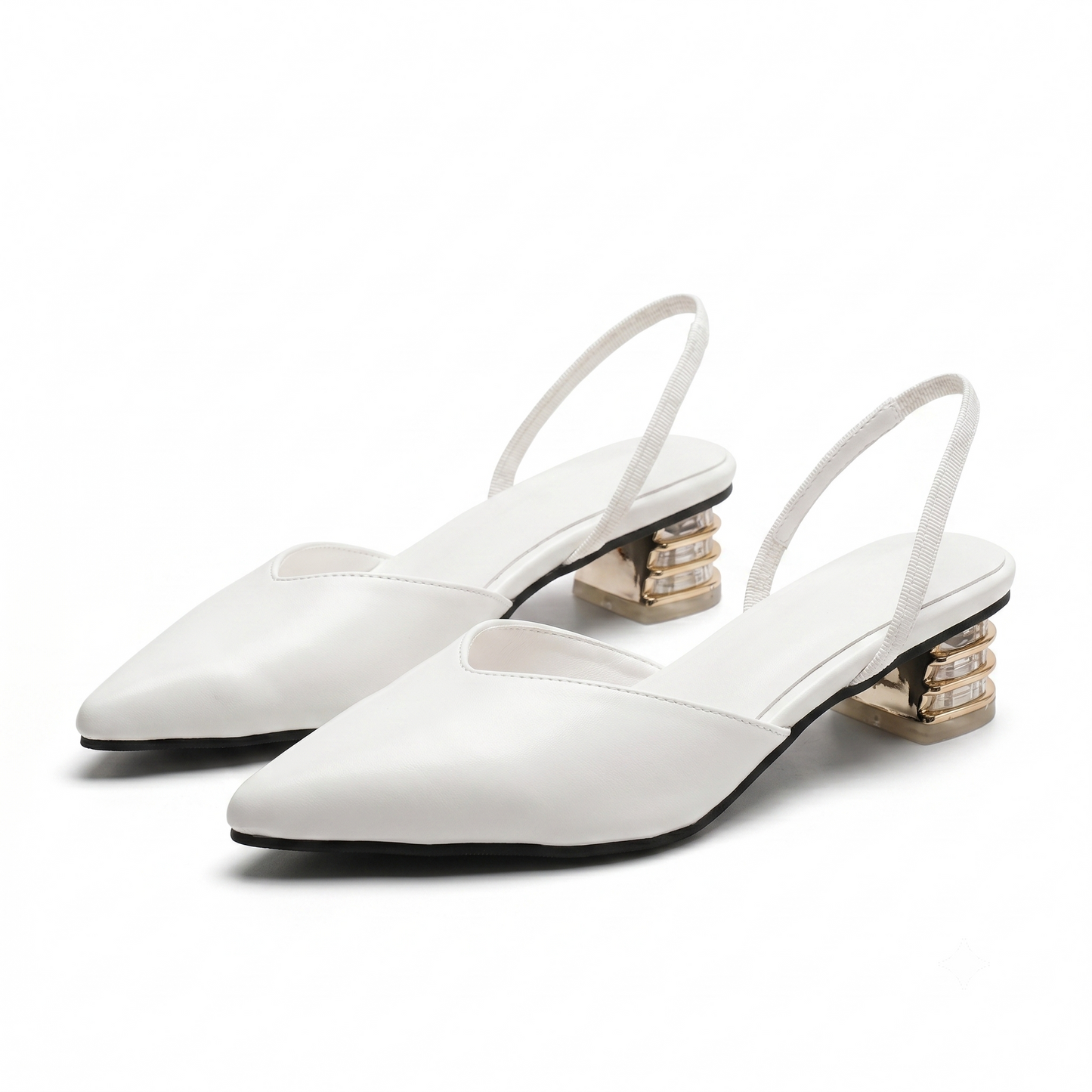 Nora Slingback Heels | Low Block Heel, Pointed Toe Design 0