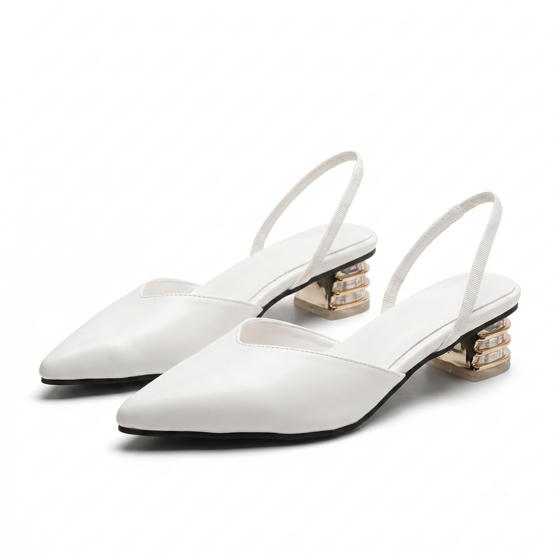 Nora Slingback Heels | Low Block Heel, Pointed Toe Design 0