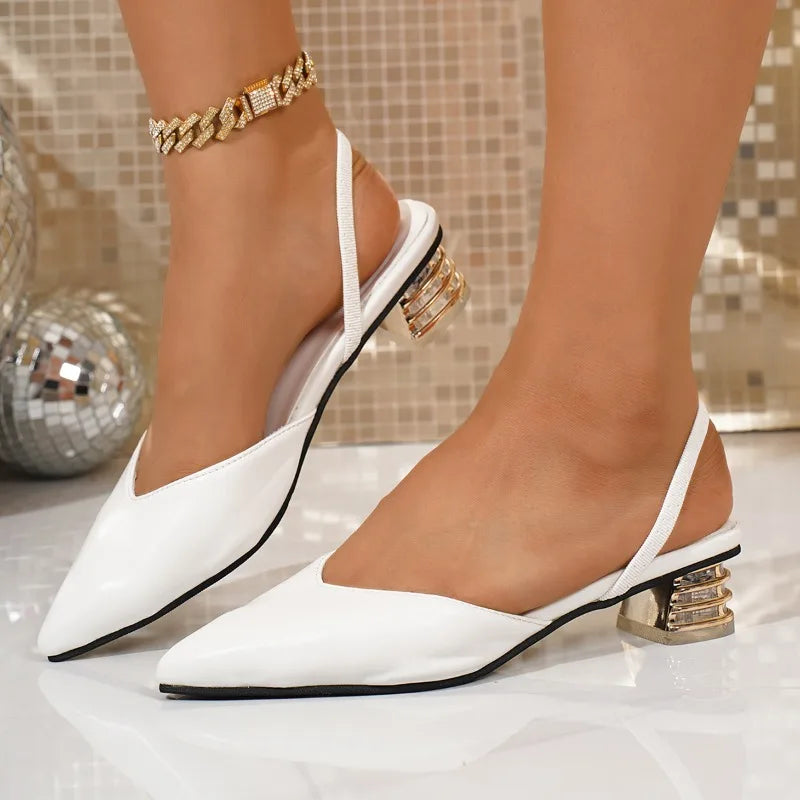 Nora Slingback Heels | Low Block Heel, Pointed Toe Design 1