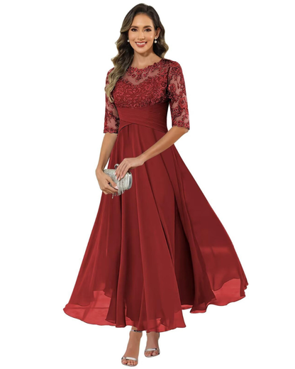 Olivia Evening Dress | Lace & Chiffon A-Line 0
