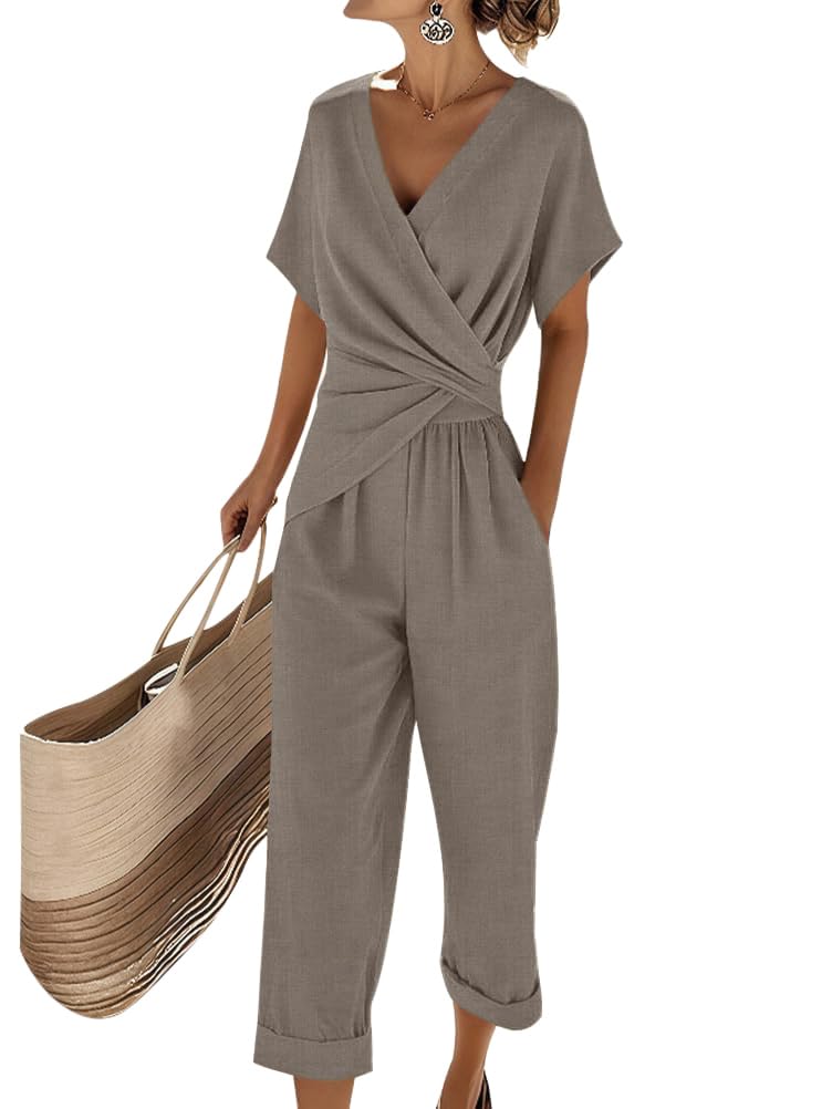 Elegante completo da donna Natalie – top con scollo a V e pantaloni fluidi coordinati