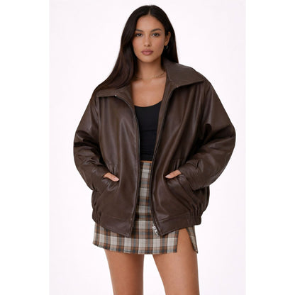 Oversized Leather Jacket | Women's Jacket for Stylish Comfort 0