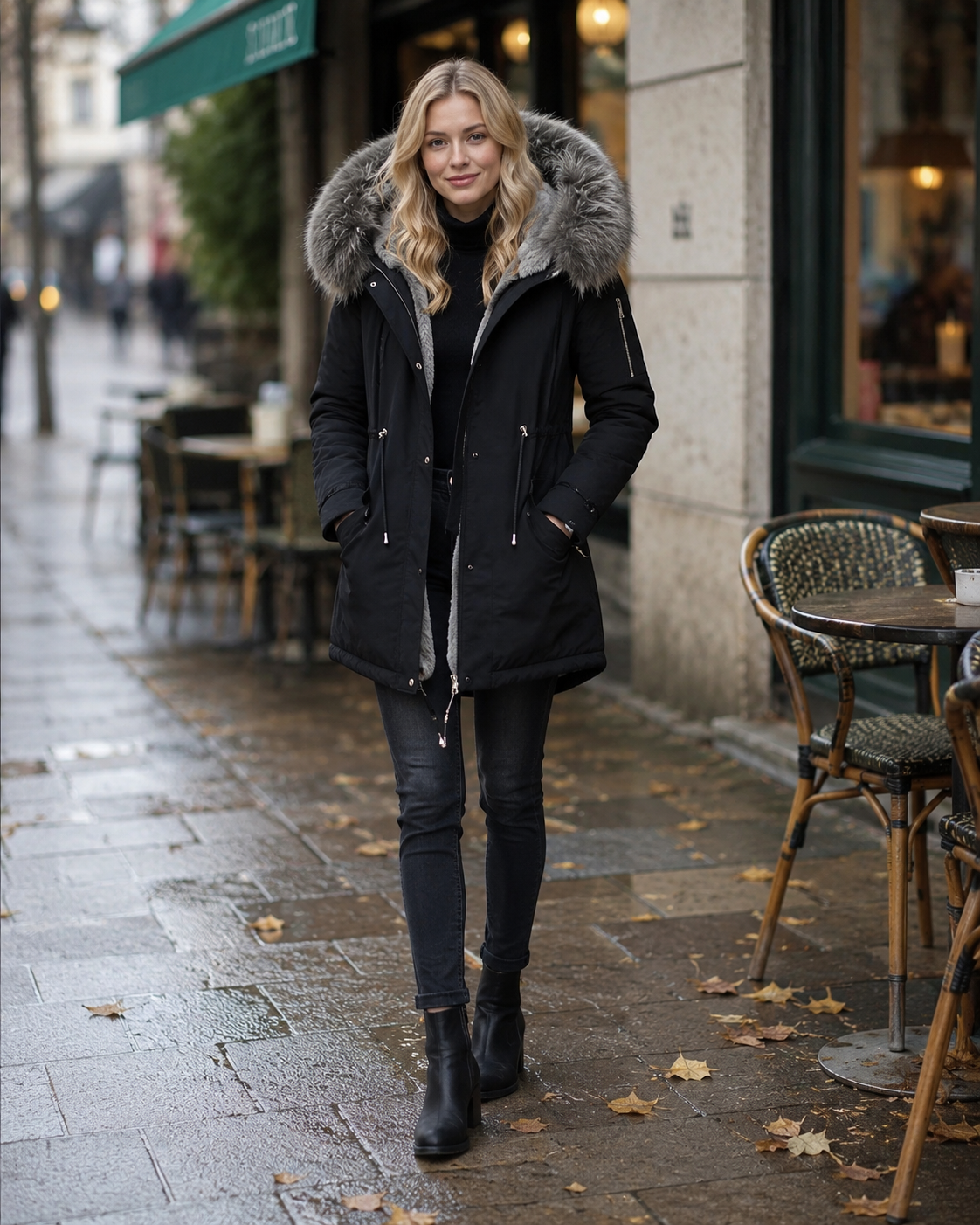 Polly Women's Winter Coat – Long Insulated Wind-Resistant Coat with Zip Closure