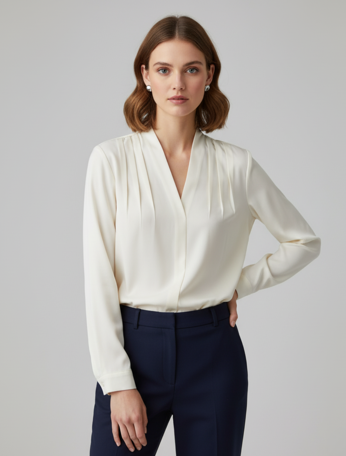 Puffa Womens Blouse | Satin Puff Sleeve Top with Tailored Waist 0