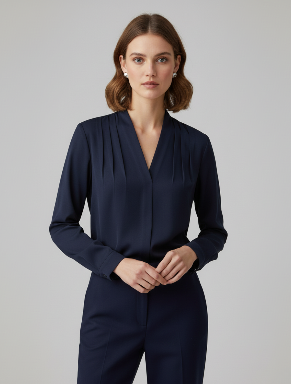 Puffa Womens Blouse | Satin Puff Sleeve Top with Tailored Waist 1