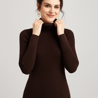 Rina Women's Sweater | Black Turtleneck, Slim Fit Ribbed Knit 9
