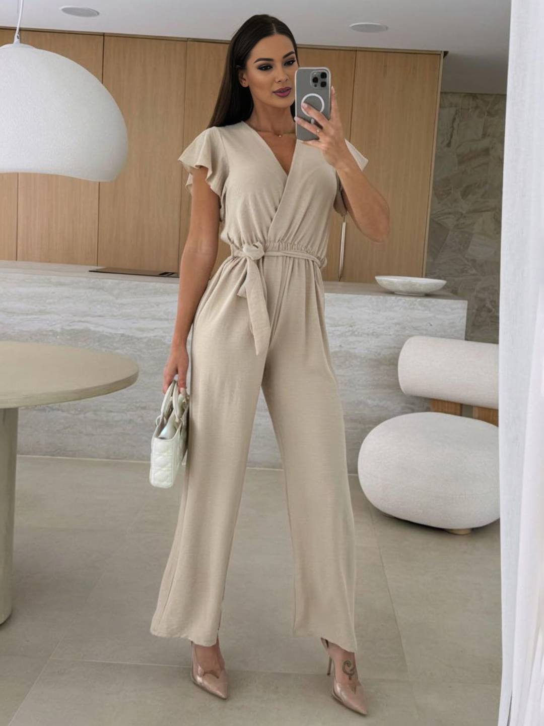 Rochelle Jumpsuit Women | Elegant V-Neck, Flared Legs, Black 0