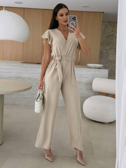 Rochelle Jumpsuit Women | Elegant V-Neck, Flared Legs, Black 0