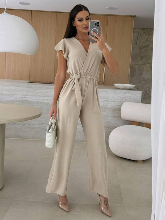 Rochelle Jumpsuit Women | Elegant V-Neck, Flared Legs, Black 0