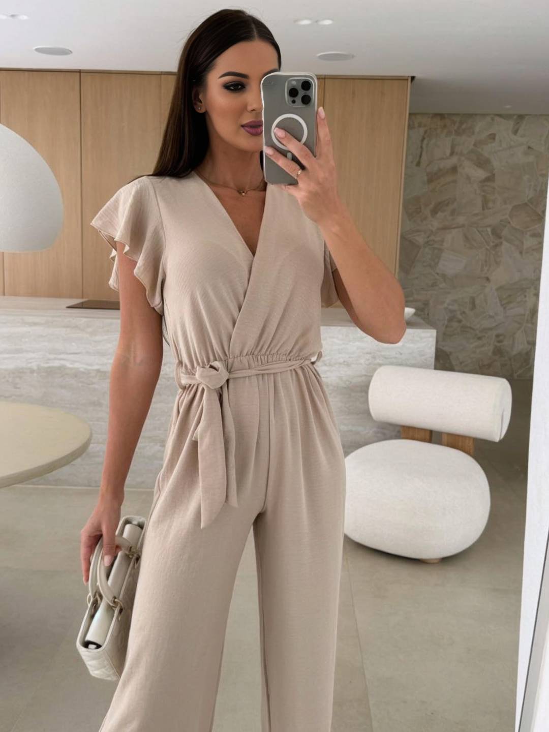 Rochelle Jumpsuit Women | Elegant V-Neck, Flared Legs, Black 2