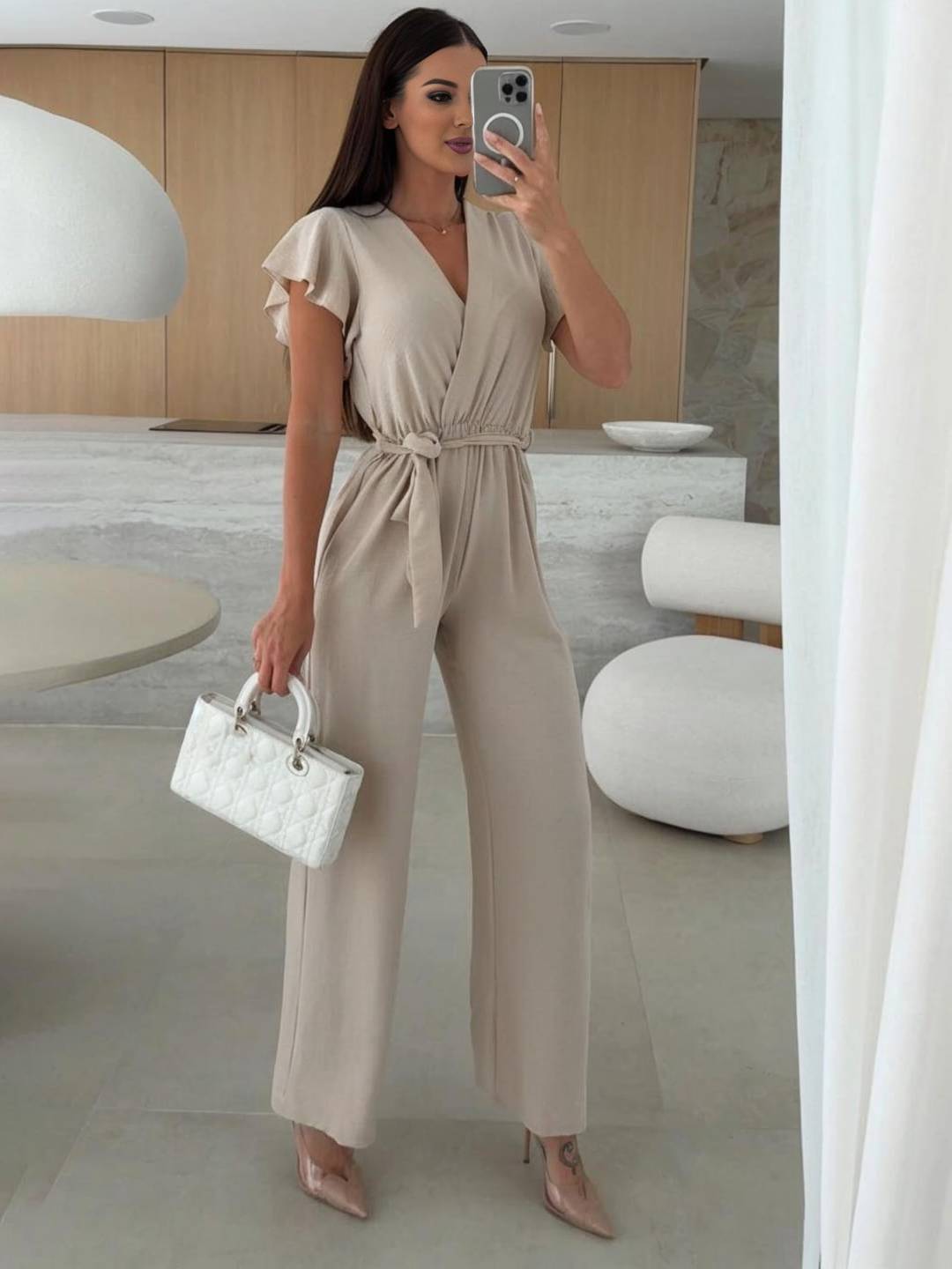 Rochelle Jumpsuit Women | Elegant V-Neck, Flared Legs, Black 3