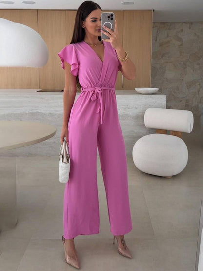 Rochelle Jumpsuit Women | Elegant V-Neck, Flared Legs, Black 6