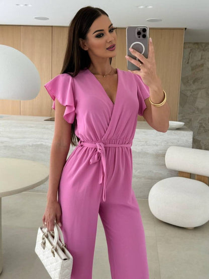 Rochelle Jumpsuit Women | Elegant V-Neck, Flared Legs, Black 7